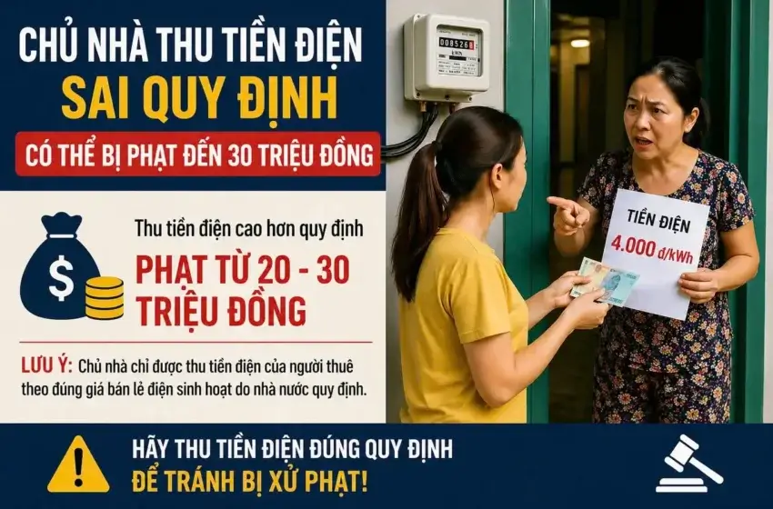  Thu tiền điện sai quy định, chủ nhà có thể bị phạt đến 30 triệu đồng